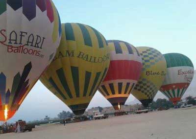 hot air balloon over Luxor