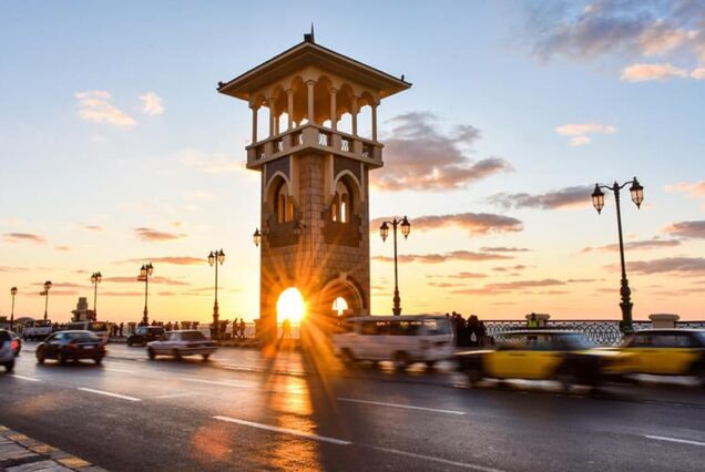 sunset stanly bridge alexandria egypt