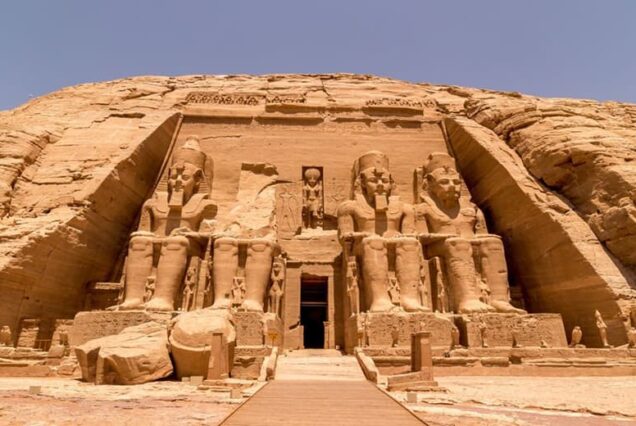 the front of the abu simbel temple aswan egypt