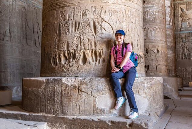 woman tourist dendera temple